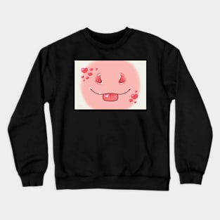 Hearts Pink Pony Blep Face Crewneck Sweatshirt